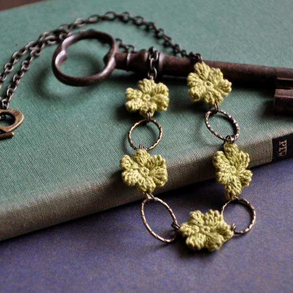 Olive Green Flower Necklace MADE TO ORDER