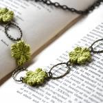 Olive Green Flower Necklace MADE TO..