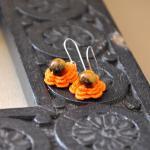 Flower Earrings With Gemstone Bead