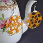 Delicate Lacy Earrings - Curry Mustard