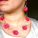 Cerise Pink Flower Necklace