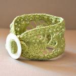 Lace Cuff With Vintage Buckle In Lime Green - Made..